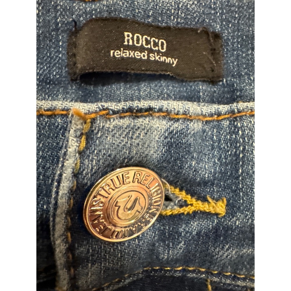 True Religion Rocco Relaxed Skinny Mens Jeans Blue Wash Size 32x30 - Picture 6 of 9